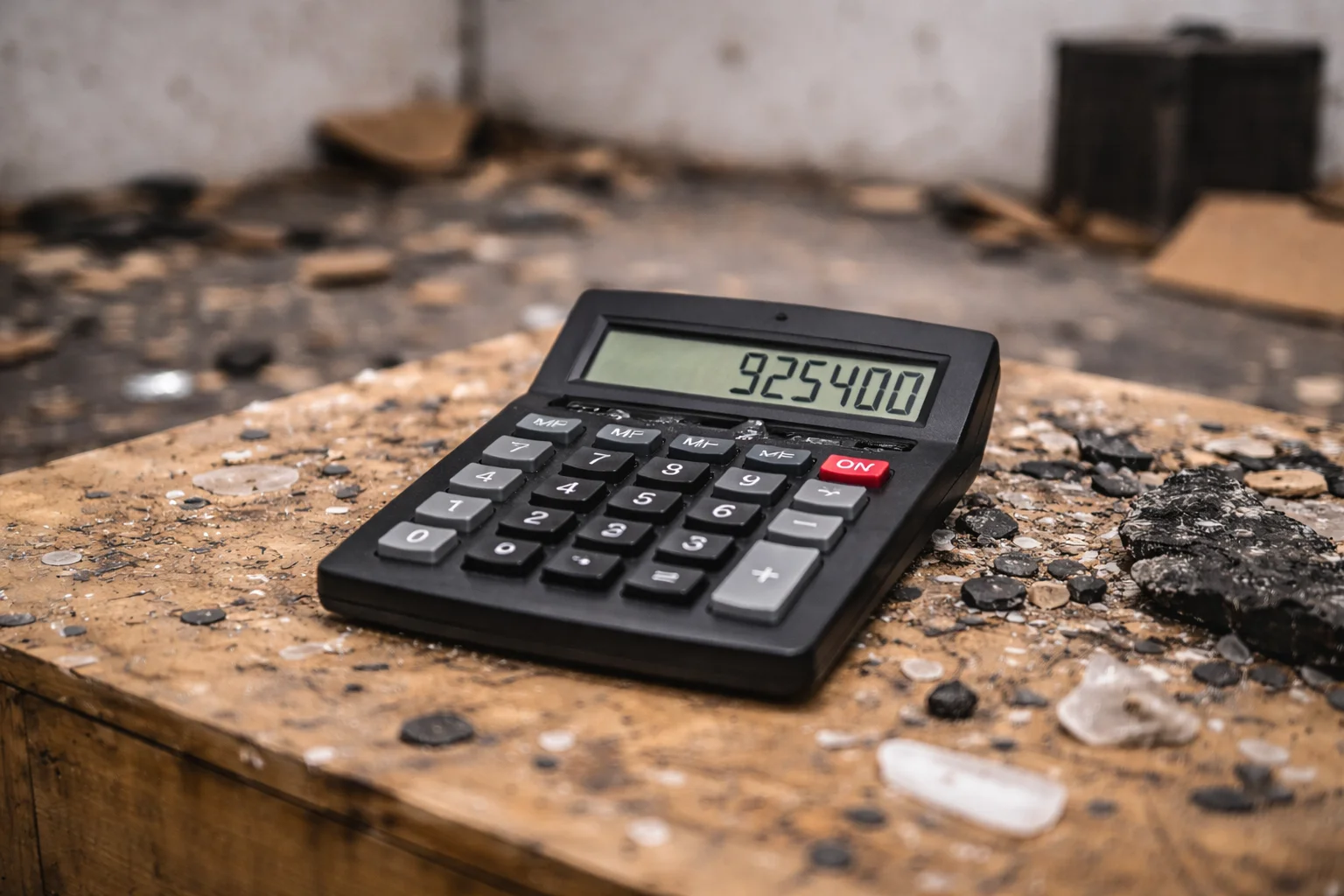 Calculadora encima de una mesa